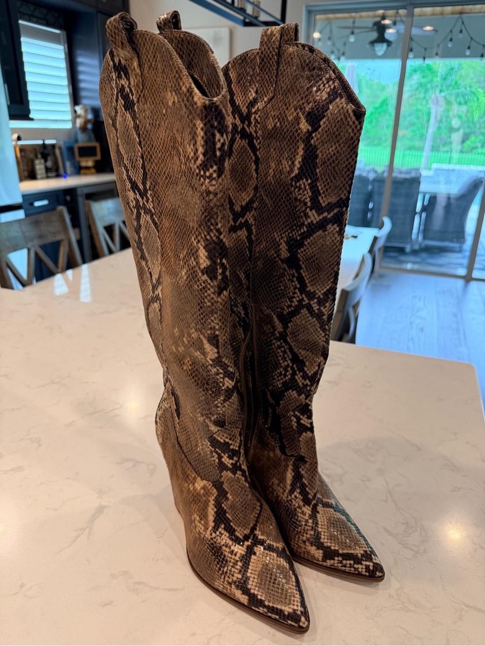 Vintage Jessica Simpson Brown Snakeskin-Pattern Reptile Print Boots